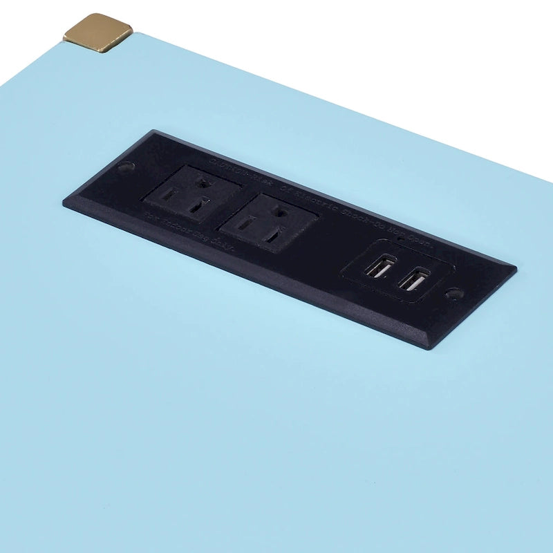Escritorio de acero bicolor blanco/rosa/azul/oliva/azul Aruba con puerto USB – Individual