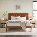 Cabecero de listones verticales negro/marrón, cama Queen – Para 2