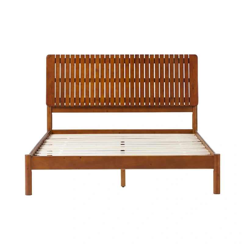 Cabecero de listones verticales negro/marrón, cama Queen – Para 2