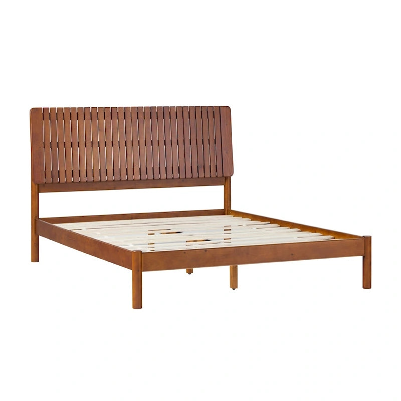 Cabecero de listones verticales negro/marrón, cama Queen – Para 2