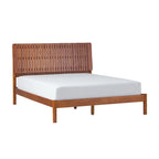 Cabecero de listones verticales negro/marrón, cama Queen – Para 2