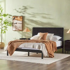 Cabecero de listones verticales negro/marrón, cama Queen – Para 2