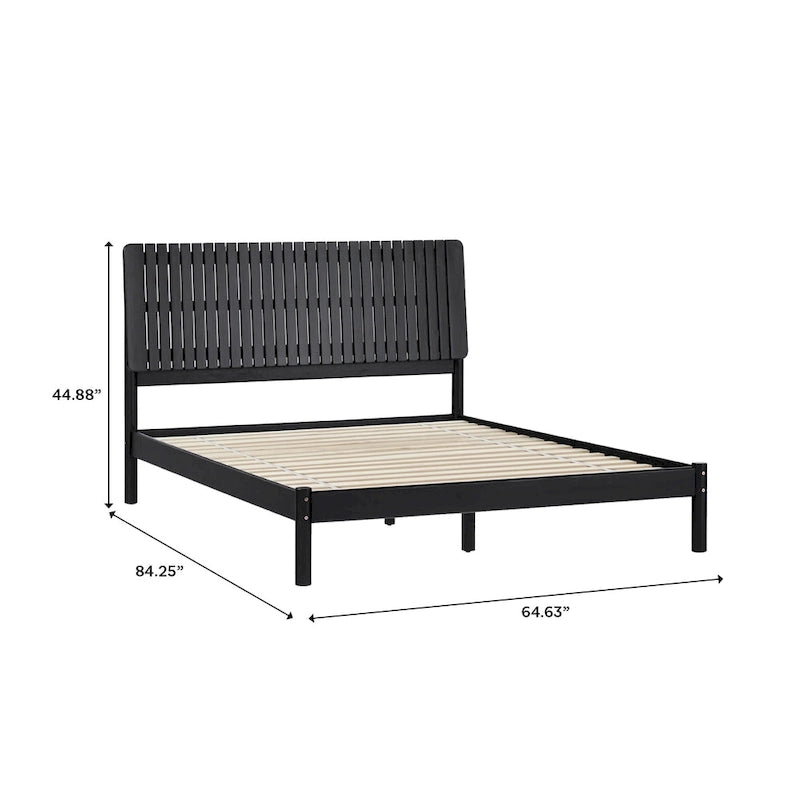 Cabecero de listones verticales negro/marrón, cama Queen – Para 2