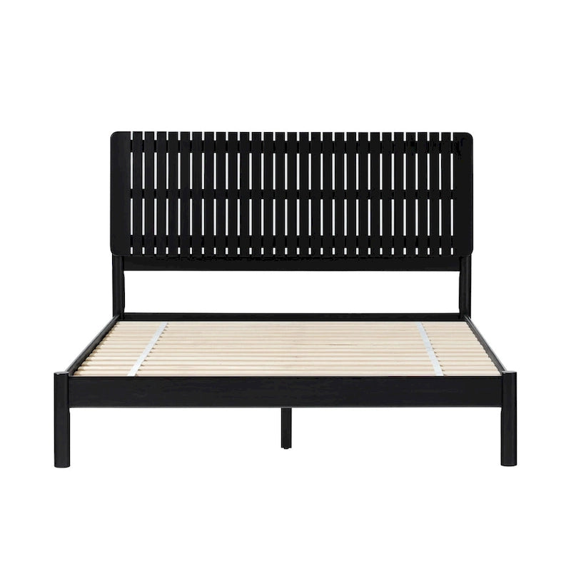 Cabecero de listones verticales negro/marrón, cama Queen – Para 2