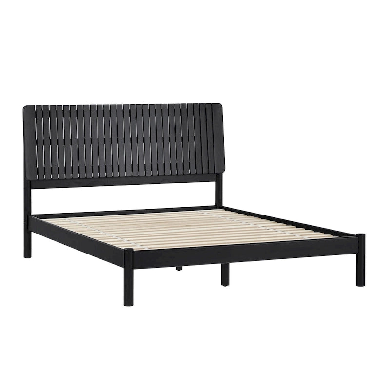 Cabecero de listones verticales negro/marrón, cama Queen – Para 2