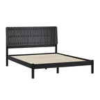 Cabecero de listones verticales negro/marrón, cama Queen – Para 2