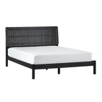 Cabecero de listones verticales negro/marrón, cama Queen – Para 2