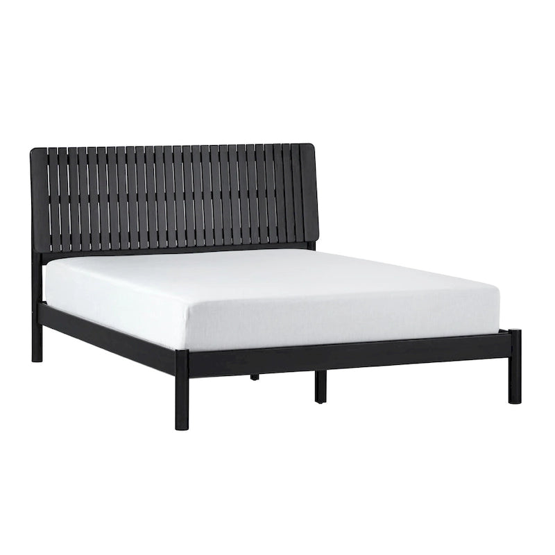 Cabecero de listones verticales negro/marrón, cama Queen – Para 2