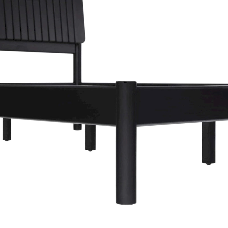Cabecero de listones verticales negro/marrón, cama Queen – Para 2