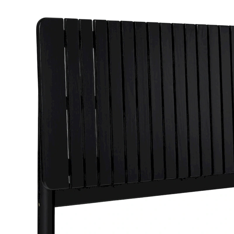 Cabecero de listones verticales negro/marrón, cama Queen – Para 2