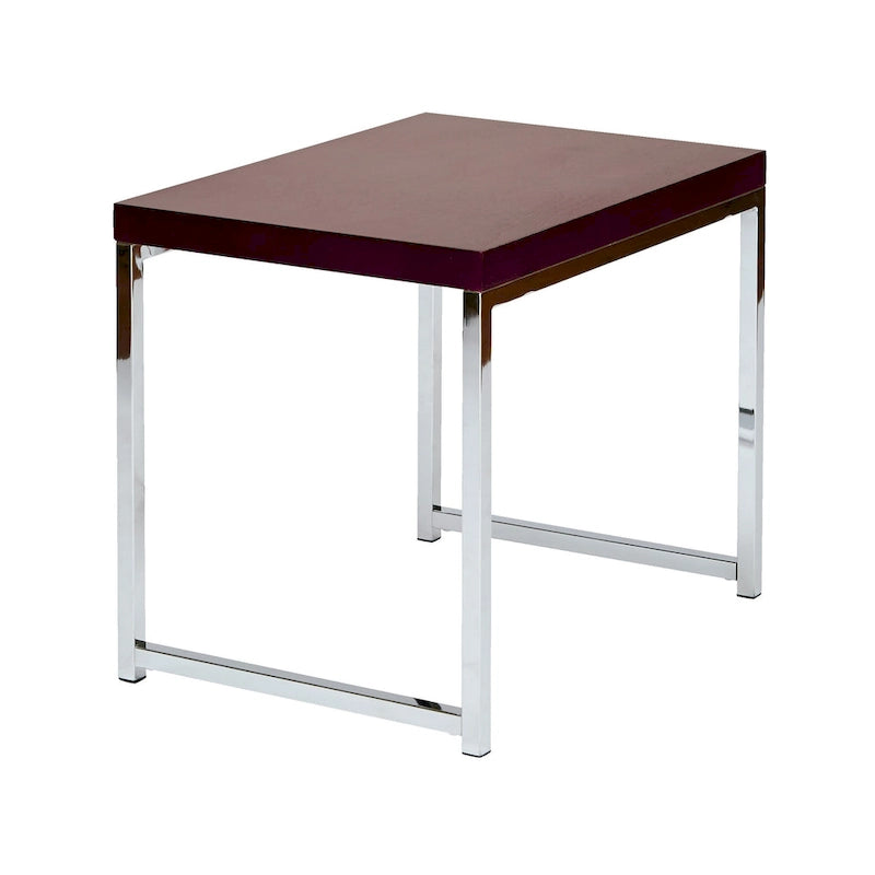 Mesa auxiliar rectangular Espresso / acabado natural – Patas cromadas, individual