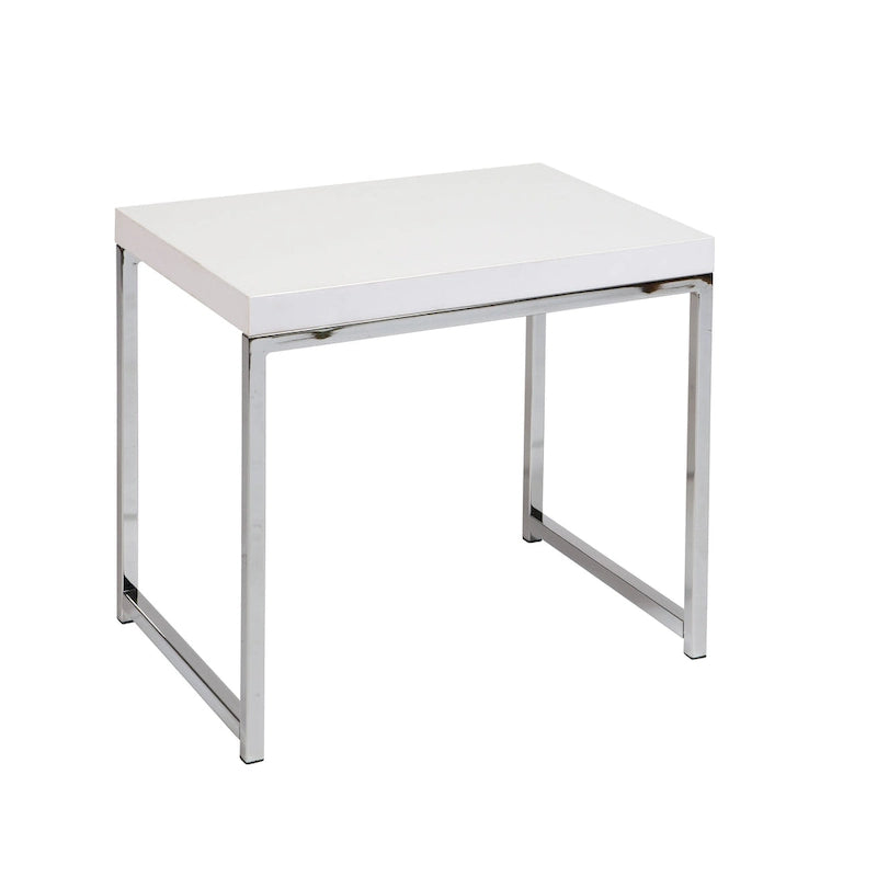 Mesa auxiliar rectangular Espresso / acabado natural – Patas cromadas, individual
