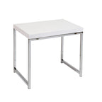 Mesa auxiliar rectangular Espresso / acabado natural – Patas cromadas, individual