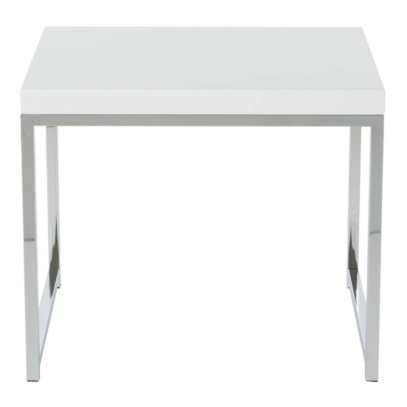 Mesa auxiliar rectangular Espresso / acabado natural – Patas cromadas, individual