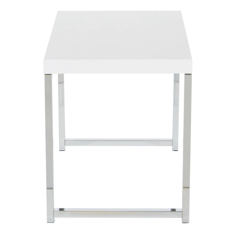 Mesa auxiliar rectangular Espresso / acabado natural – Patas cromadas, individual