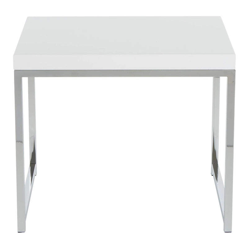Mesa auxiliar rectangular Espresso / acabado natural – Patas cromadas, individual