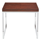 Mesa auxiliar rectangular Espresso / acabado natural – Patas cromadas, individual