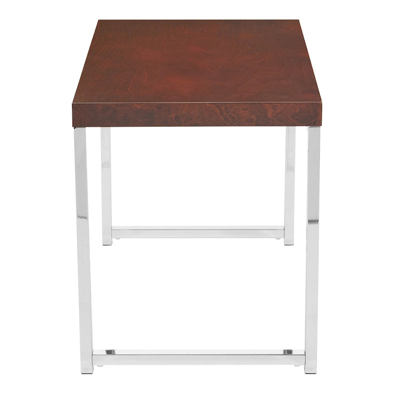 Mesa auxiliar rectangular Espresso / acabado natural – Patas cromadas, individual