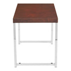 Mesa auxiliar rectangular Espresso / acabado natural – Patas cromadas, individual
