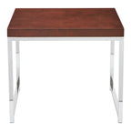 Mesa auxiliar rectangular Espresso / acabado natural – Patas cromadas, individual