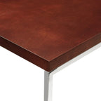 Mesa auxiliar rectangular Espresso / acabado natural – Patas cromadas, individual