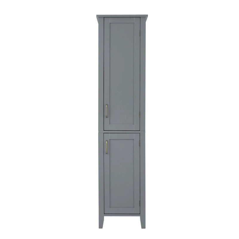 Armario de torre de lino de doble puerta gris oscuro