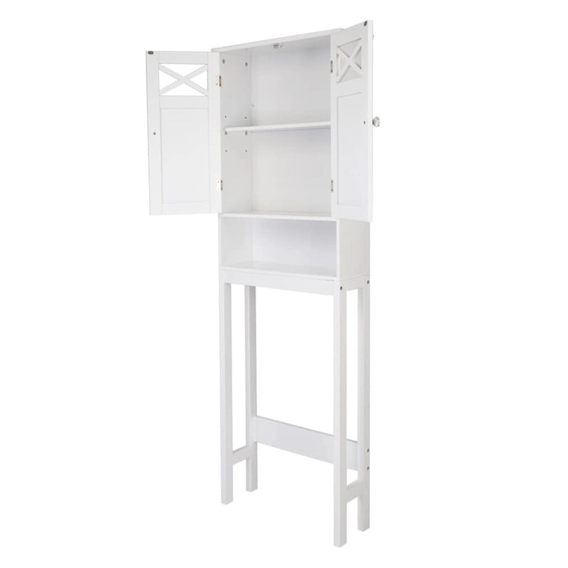 Armario de suelo de MDF blanco de dos puertas para baño – 1 persona
