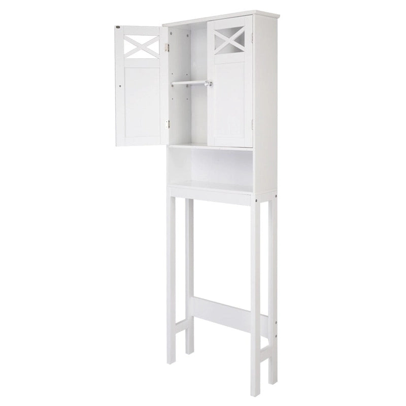 Armario de suelo de MDF blanco de dos puertas para baño – 1 persona
