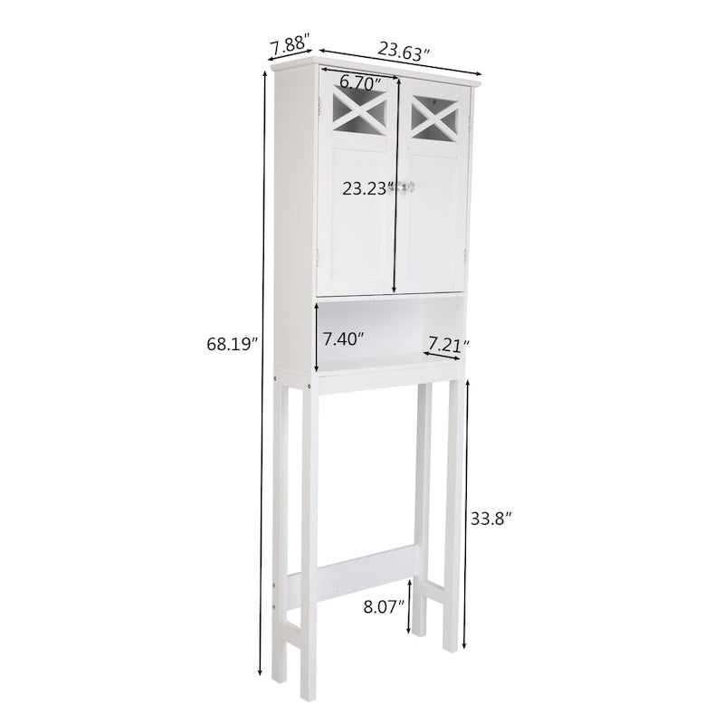 Armario de suelo de MDF blanco de dos puertas para baño – 1 persona
