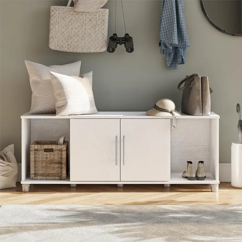 Banco zapatero Ivory Oak / Graphite Grey / Black Oak con asiento – Montaje para 2 personas
