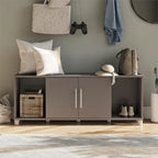 Banco zapatero Ivory Oak / Graphite Grey / Black Oak con asiento – Montaje para 2 personas