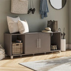 Banco zapatero Ivory Oak / Graphite Grey / Black Oak con asiento – Montaje para 2 personas