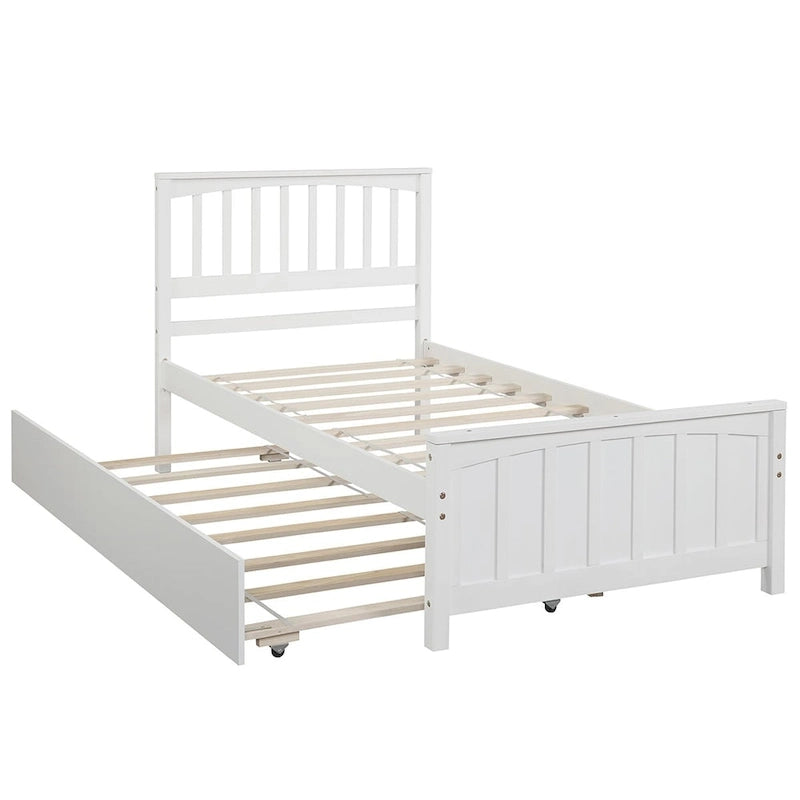 Cama Plataforma Doble Gris / Blanca con Cama Nido – Para 2 Personas