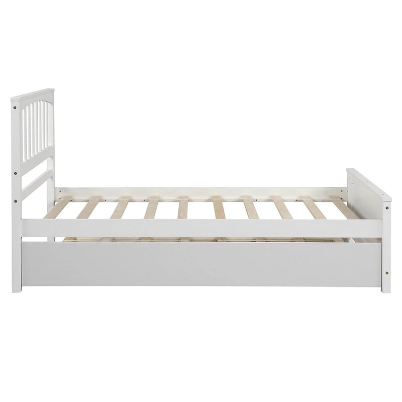 Cama Plataforma Doble Gris / Blanca con Cama Nido – Para 2 Personas