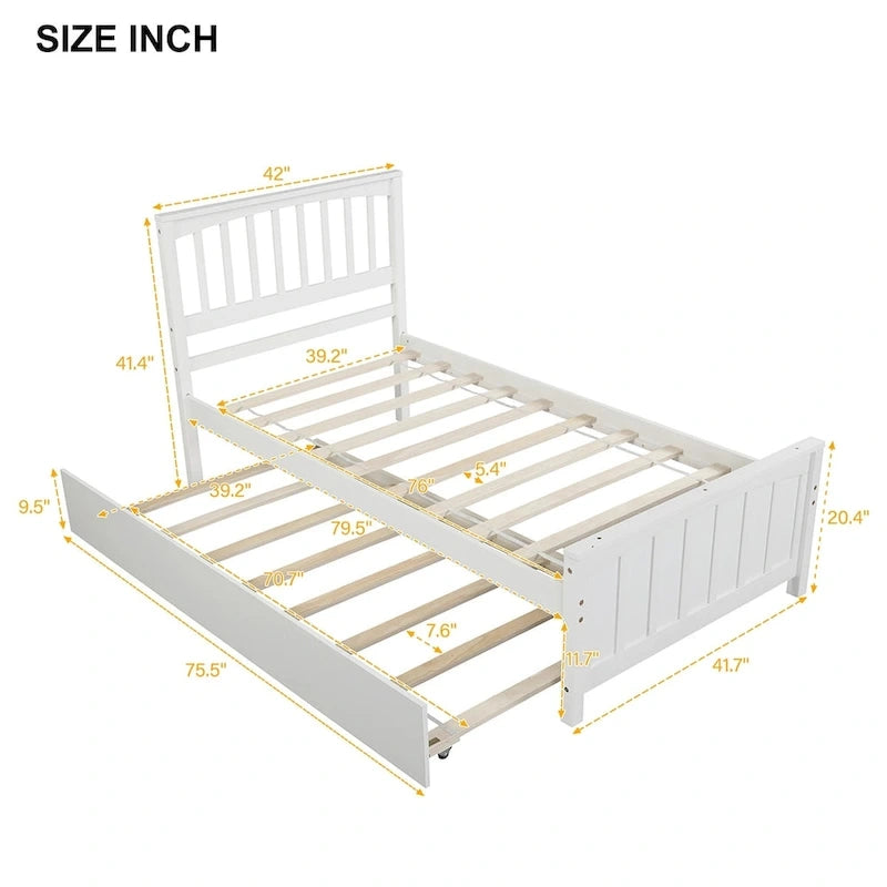 Cama Plataforma Doble Gris / Blanca con Cama Nido – Para 2 Personas