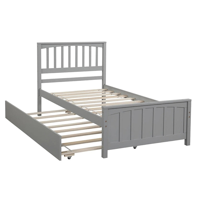 Cama Plataforma Doble Gris / Blanca con Cama Nido – Para 2 Personas