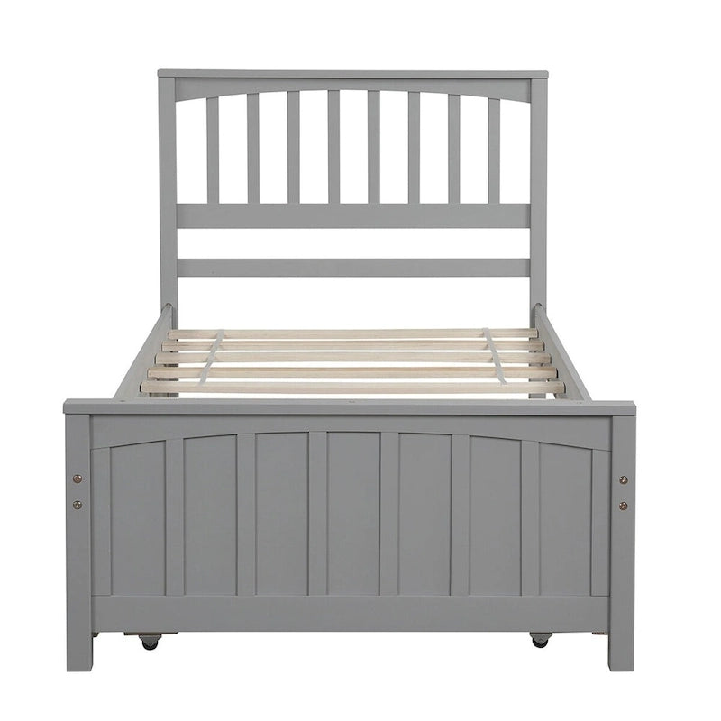 Cama Plataforma Doble Gris / Blanca con Cama Nido – Para 2 Personas
