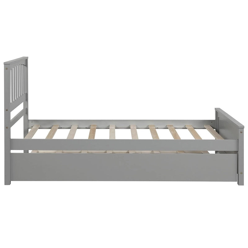 Cama Plataforma Doble Gris / Blanca con Cama Nido – Para 2 Personas