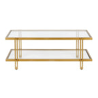 Mesa de centro de latón/acero de bronce ennegrecido y vidrio – Rectangular o cuadrada