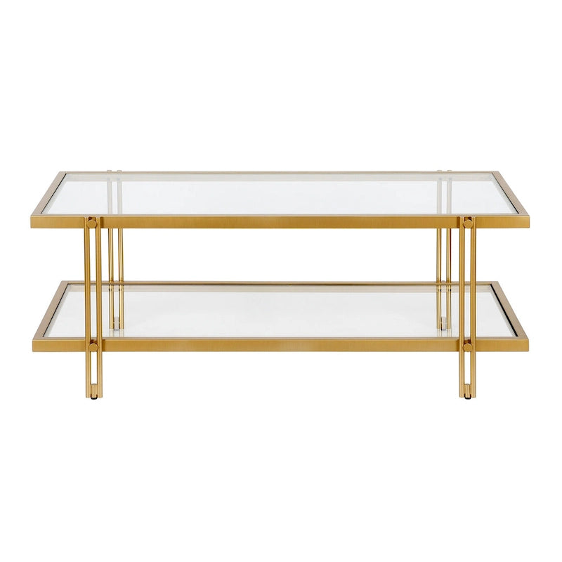 Mesa de centro de latón/acero de bronce ennegrecido y vidrio – Rectangular o cuadrada