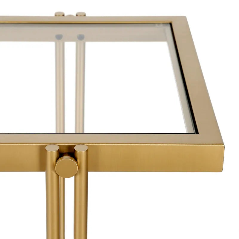 Mesa de centro de latón/acero de bronce ennegrecido y vidrio – Rectangular o cuadrada