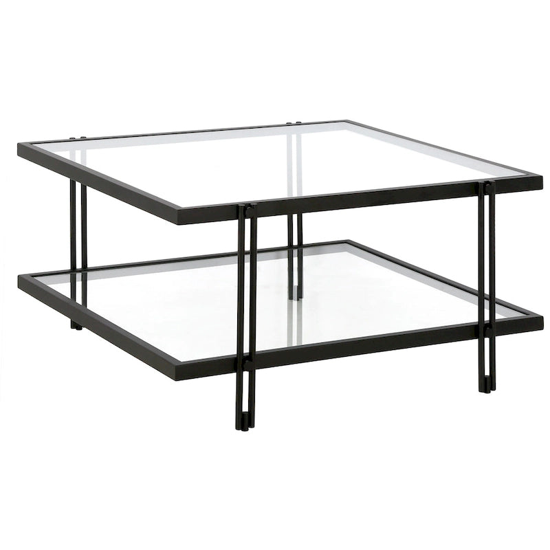 Mesa de centro de latón/acero de bronce ennegrecido y vidrio – Rectangular o cuadrada