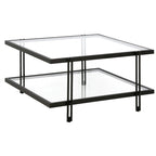 Mesa de centro de latón/acero de bronce ennegrecido y vidrio – Rectangular o cuadrada