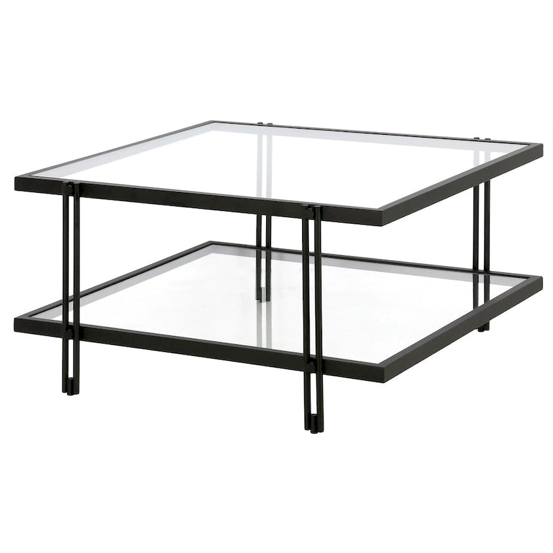 Mesa de centro de latón/acero de bronce ennegrecido y vidrio – Rectangular o cuadrada