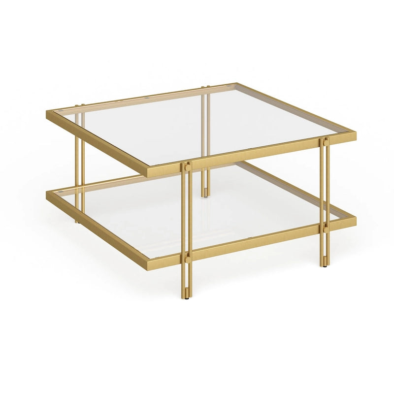 Mesa de centro de latón/acero de bronce ennegrecido y vidrio – Rectangular o cuadrada