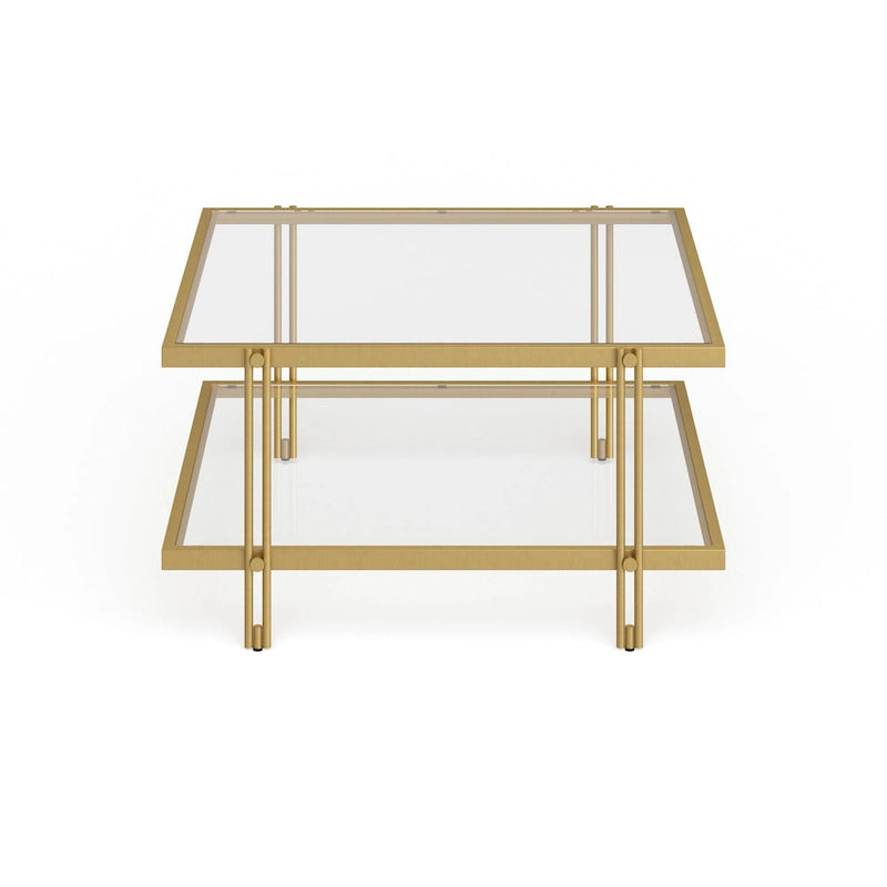 Mesa de centro de latón/acero de bronce ennegrecido y vidrio – Rectangular o cuadrada