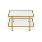 Mesa de centro de latón/acero de bronce ennegrecido y vidrio – Rectangular o cuadrada