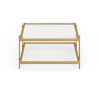 Mesa de centro de latón/acero de bronce ennegrecido y vidrio – Rectangular o cuadrada