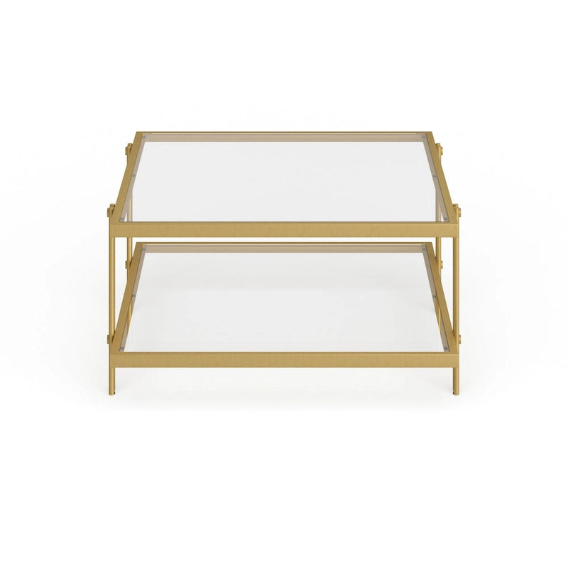 Mesa de centro de latón/acero de bronce ennegrecido y vidrio – Rectangular o cuadrada
