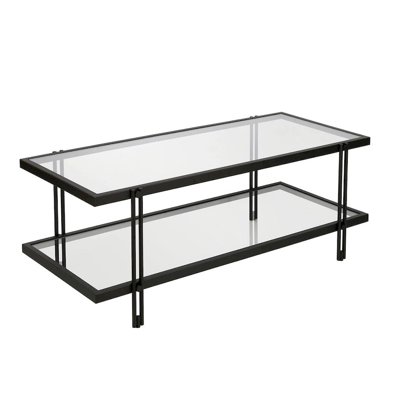 Mesa de centro de latón/acero de bronce ennegrecido y vidrio – Rectangular o cuadrada